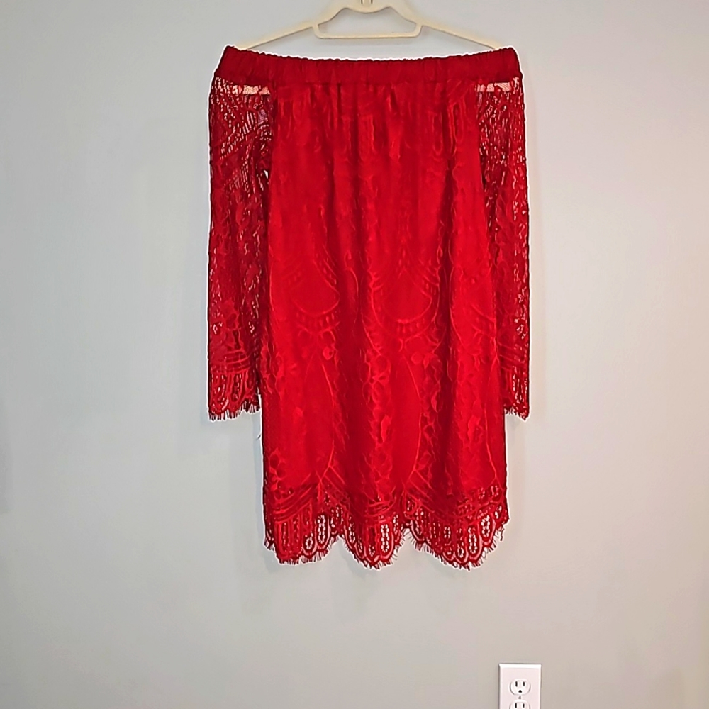 Women's off shoulder lace mini dress
